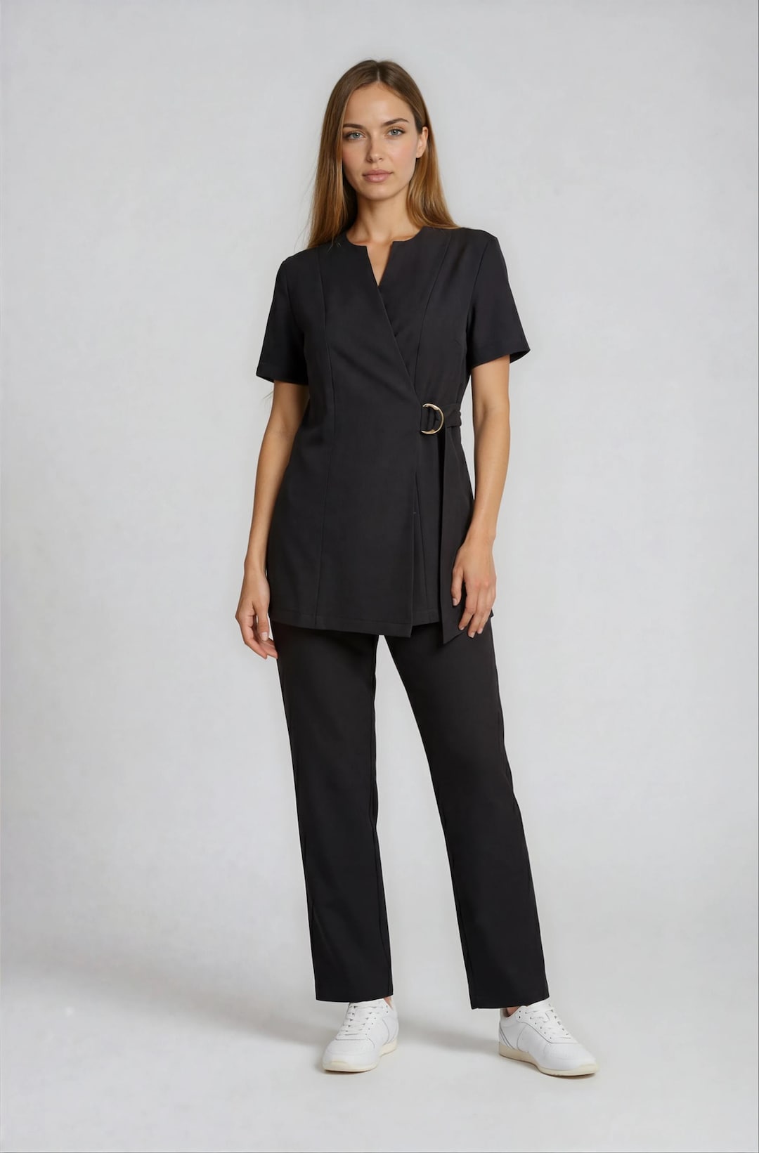 knee length dresses for ladies Aurora Tunic White | Spa and Salon Uniform