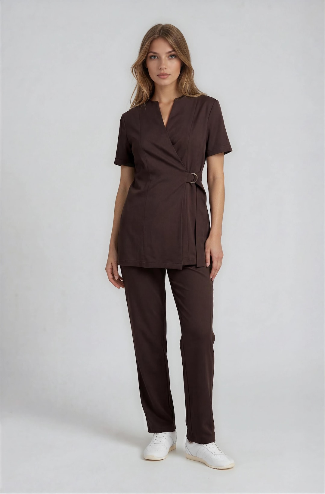 Luxury Brown Spa Uniform Set for Estheticians/ Milano D-ring Tunic ...