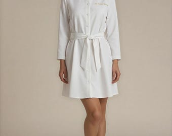 Luna Étoile Embroidered Dress – Ivory