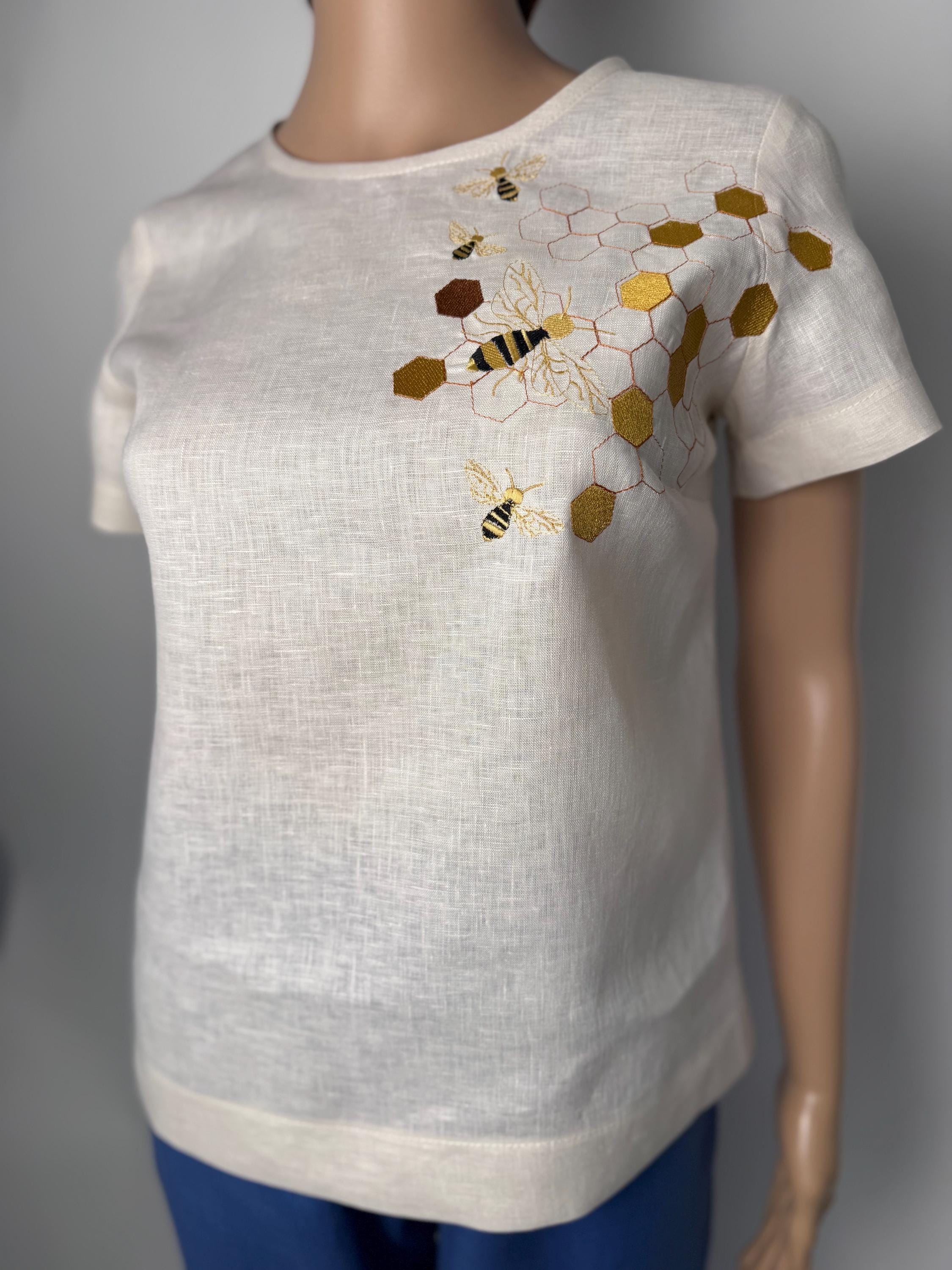 Burnt Orange Cotton Top with Honey Bee Embroidery main image 1