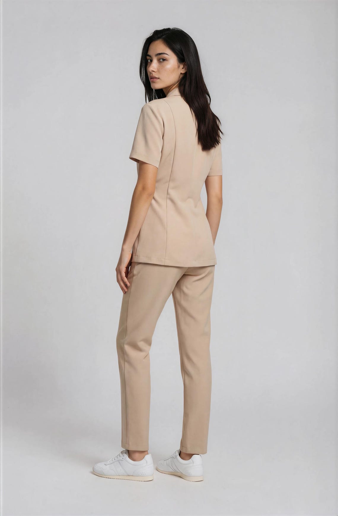 Luxury Beige Spa Uniform Set for Estheticians | Riviera Wrap Tunic ...