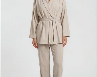 Linen Spa Therapist Uniform | Luxury Linen Spa Set | Relaxed Spa Uniform | Massage Therapist Clothing | Sand Wellness Uniform