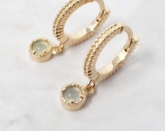 18ct Gold Vermeil Plated Aquamarine Hoop Huggies, March Birthstone Huggies,  Aquamarine Jewlry, Small Huggie Hoops, Mini Gold Hoops