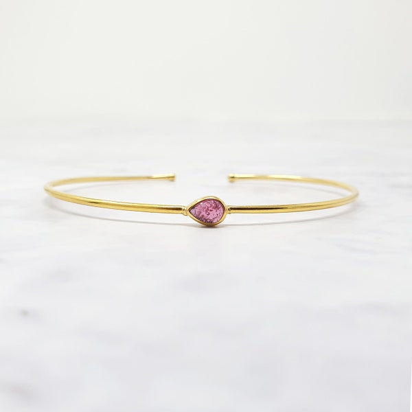 18ct Gold Vermeil Pink Ruby Bangle, Ruby Bracelet, July Birthstone Bangle, Gemstone Bangle, Birthstone Bracelet, Gift for Her