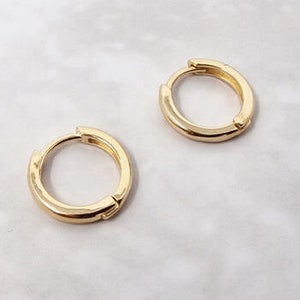 18ct Gold Vermeil Mini Hoop Huggies, Small Hoops, Mini Hoops, Dainty Minimalist Jewellery, Simple Skinny Tiny Earrings, Anti Tarnish