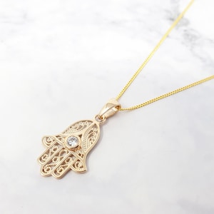 Protection Hamsa Hand Gold Plated Necklace | Hamsa Symbol Pendant Chain | Good Luck Necklace | Dainty Delicate Layering Necklace