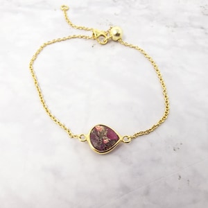 Garnet January Birthstone Gold Vermeil Adjustable Bracelet, 18ct Gold Plated Pendant Bracelet, Red Gemstone Crystal, January Birthday Gift