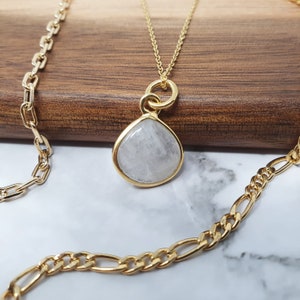 Genuine Moonstone Necklace | June Birthstone Necklace | 18 Carat Gold Vermeil Moonstone Necklace | Rainbow Moonstone Pendant | Gift For Her