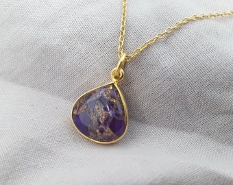 Genuine Amethyst Necklace | February Birthstone Necklace | 18 Carat Gold Vermeil Amethyst Necklace | Amethyst Pendant | Gift For Her