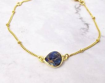 18ct Gold Vermeil Sapphire Bracelet, Adjustable September Birthstone Bracelet, Luxury Sapphire Jewellery, Sapphire Gemstone Bracelet