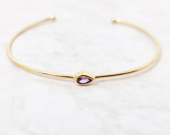 18ct Gold Vermeil Purple Amethyst Bangle, Amethyst Bracelet, February Birthstone Bangle, Gemstone Bangle, Birthstone Bracelet, Gift for Her