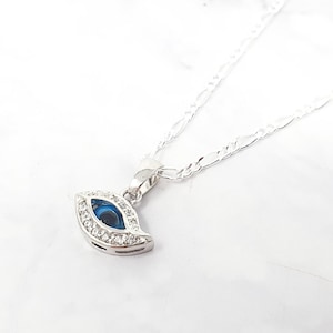 Minimalist Evil Eye Sterling Silver Necklace, Protection Charm Necklace,  Dainty Eye Necklace With Stone, Evil Eye Pendant Charm Chain
