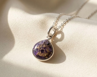 925 Sterling Silver Amethyst  Necklace, February Birthstone Chain, Gemstone Charm Jewellery, Purple Healing Crystal, Gift For Her