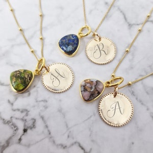 18ct Gold Vermeil Plated Birthstone Initial Necklace, Birthstone Jewelry, Birthday Gift, Gift For Her, Crystal Necklace, Gemstone Chain