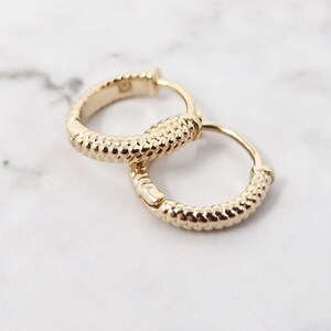 18ct Gold Vermeil Textured Huggies, Small Hoops, Mini Hoops, Gold Jewelry, Dotted Huggies, Gift For Her, Birthday Gift, Gift For Wife