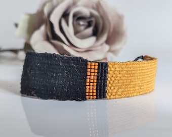 Woven bracelet cuff, Handwoven bracelet, Woven tapestry bracelet, Bracelet weaving looms, Gift for boho bridesmaid,  Stackable bracelet.