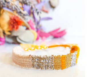 Pulsera macramé de hilo de algodón con cierre de nudo corredizo, Pulsera de amistad tejida a mano, Regalo de aniversario para esposa, Pulsera para mujer boho