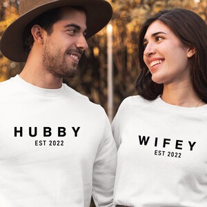 Custom Wifey Hubby Matching Sweatshirts, Valentines Day Gift For Wife Husband, Wedding Gift, Gift for Groom, Honeymoon Sweatshirts, Wife Top