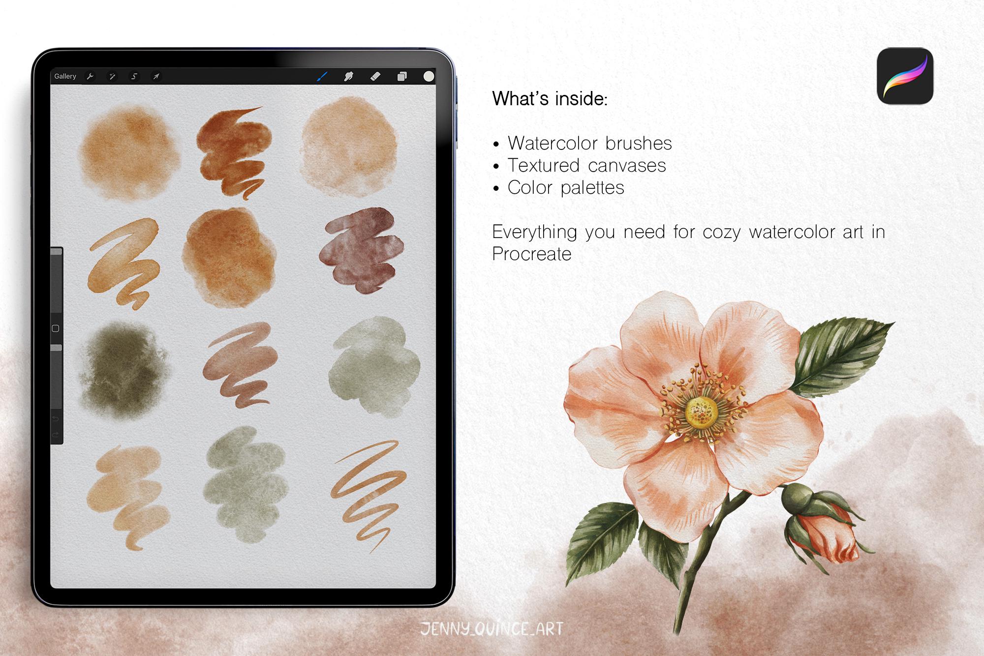 Watercolour Brush Set for Procreate | Watercolor Canvas Digital | iPad ...