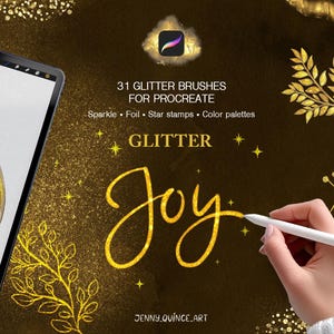Glitter Joy Procreate Brush Set | Shimmer, Foil, Star Stamps (31 Brushes)