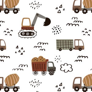 Whimsical Cars Kindermuster - neutrale Töne Autodruck für Babystoff & Kinderzimmerdeko | Nicht exklusives nahtloses Muster