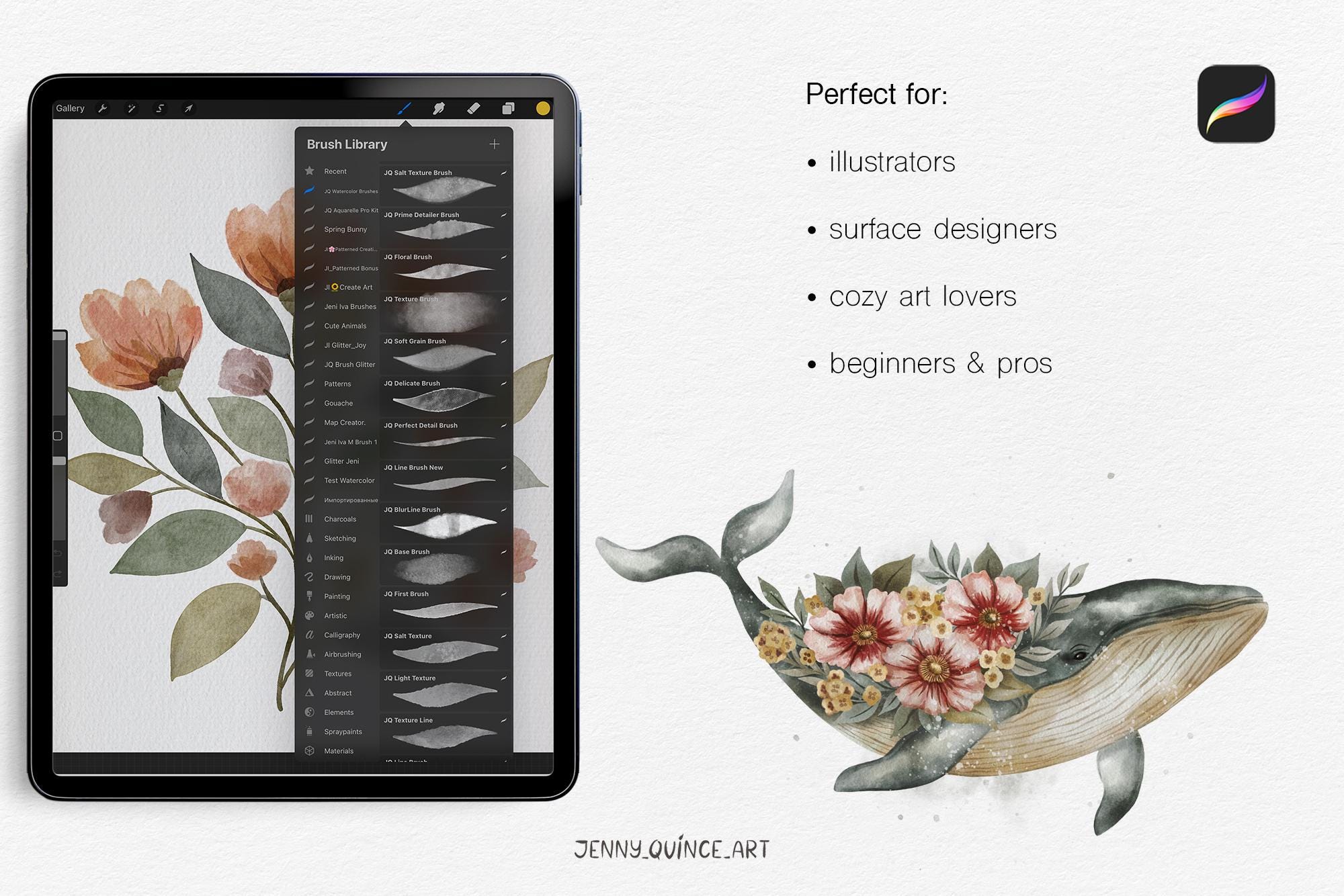 Watercolour Brush Set for Procreate | Watercolor Canvas Digital | iPad ...