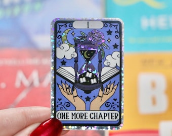 One More Chapter Tarot Card Sticker: Holographic Romance Book Kindle Decor