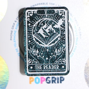 Fantasy Romance The Reader Book Phone Kindle Grip in Dark Teal | Fantasy Inspired Kindle Grip | Tarot Resin Phone Grip | Fantasy Book Merch