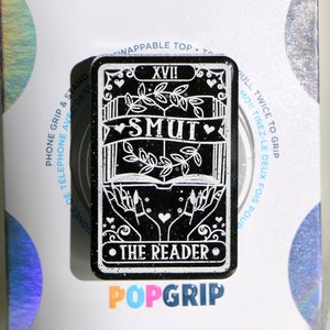 Smut The Reader Romance Tarot Card Resin Sparkly Black Kindle Grip | Tarot Book Kindle Grip | Romance Book Themed Phone Grip