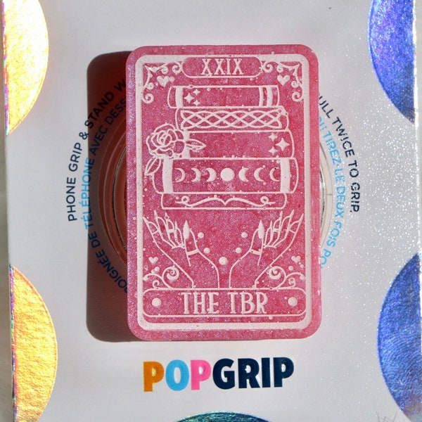 The TBR Tarot Card Resin Pink Pearlescent Kindle Grip | Tarot Book Kindle Grip | Witchy Book Themed Phone Grip | Book Phone Grip