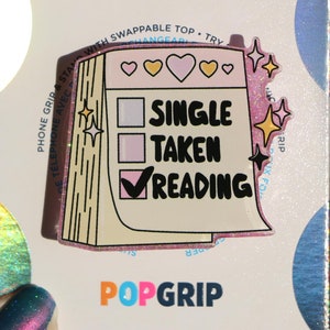 Bookish Kindle Grip: Single Taken Reading, Pink Glitter Resin