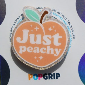 Just Peachy Glitter Resin Acrylic Kindle Grip | Cute Peach Kindle Grip | Pretty Funny Phone Grip | Romance Reader Grip | Book Lover Grip