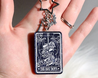 Bat Boys Tarot Card Fantasy Romance Keychain | Bookish Merch Keychain | Fantasy Books Resin Keychain | Bookish Merch | Book Keychain