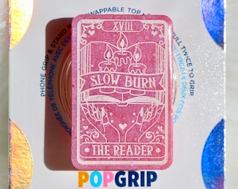 Slow Burn The Reader Romance Tarot Card Resin Pink Pearlescent Kindle Grip | Tarot Book Kindle Grip | Romance Book Themed Phone Grip