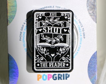 Smut The Reader Romance Tarot Card Resin Sparkly Black Kindle Grip | Tarot Book Kindle Grip | Romance Book Themed Phone Grip