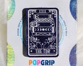 The TBR Tarot Card Resin Dark Purple Shimmer Kindle Grip | Tarot Book Kindle Grip | Witchy Book Themed Phone Grip | Book Phone Grip