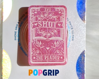 Smut The Reader Romance Tarot Card Resin Pink Pearlescent Kindle Grip | Tarot Book Kindle Grip | Romance Book Themed Phone Grip