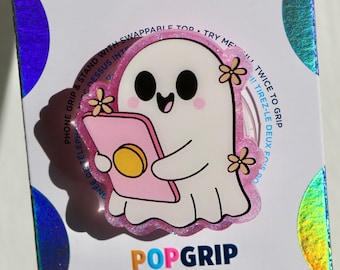 Cute Ghost Resin Acrylic Kindle Grip | Cute Ghost Kindle Grip | Pretty Spooky Phone Grip | Romance Reader Grip | Book Lover Grip