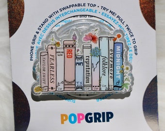 Tay Bookshelf Albums Acrylic Resin Phone Grip | Book Kindle Grip | Book Themed Phone Grip | Book Quote Phone Grip