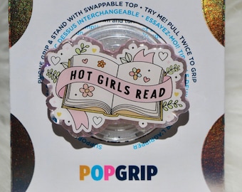 Hot Girls Read Resin Acrylic Kindle Grip | Cute Book Kindle Grip | Romance Book Phone Grip | Romance Reader Grip | Book Lover Grip