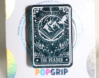 Fantasy Romance The Reader Book Phone Kindle Grip en Dark Teal / Fantasy Inspired Kindle Grip / Tarot Resin Phone Grip / Fantasy Book Merch