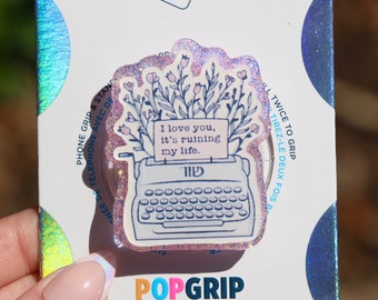 Tay Typewriter Acrylic Resin Phone Grip | Book Kindle Grip | Book Themed Phone Grip | Book Quote Phone Grip | Music Phone Grip