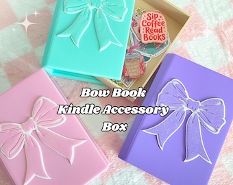 Sparkly Bow Book Shaped Kindle Accessory Storage Box