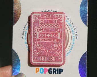 The TBR Tarot Card Resin Pink Pearlescent Kindle Grip | Tarot Book Kindle Grip | Witchy Book Themed Phone Grip | Book Phone Grip