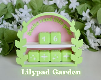 Green, Pink and White Book Tracker | Bookshelf Reading Count Tracker Decor