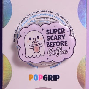 Ghost Coffee Resin Kindle Grip: Sparkly Acrylic Romance Reader Phone Grip