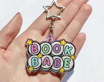 Book Babe Keychain: Sparkly Acrylic Resin Charm, Y2K Bookish Accessory