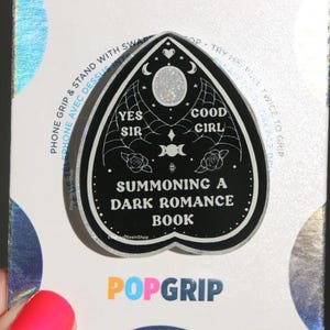 Dark Romance Book Phone Grip: Black Planchette Resin Kindle Grip