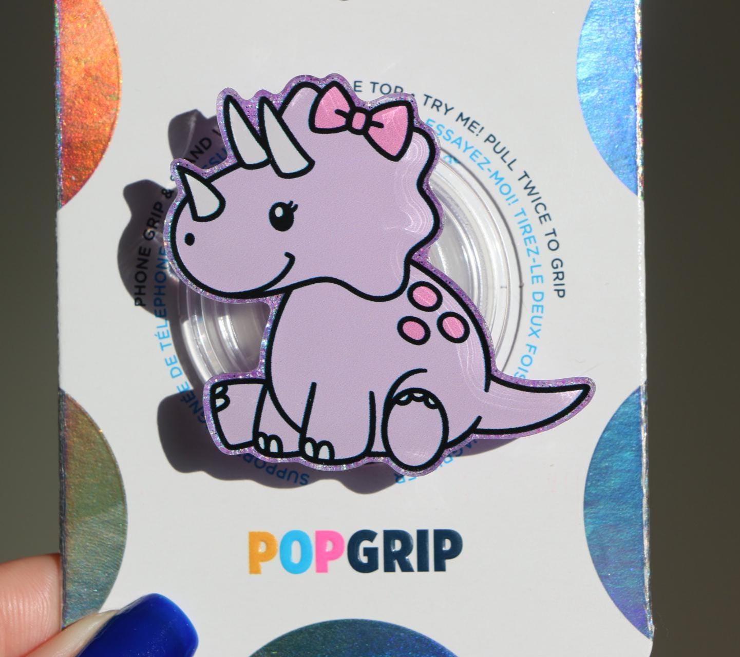 Kawaii Purple Triceratops Kindle Grip, Cute Baby Dinosaur E-reader