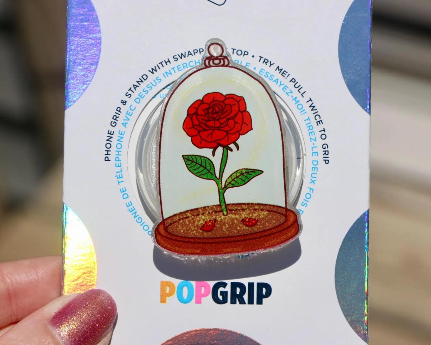 Rose Handmade Resin Acrylic Kindle Grip | Romance Book Kindle Grip | Bookish Girl Grip | Romance Book Lover Red Phone Grip